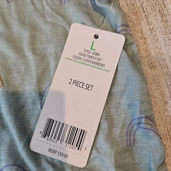 Honeydew Women's Size Large Good Times Pajama Set Clover Rainbow Print NWT $59 - Picture 7 of 7